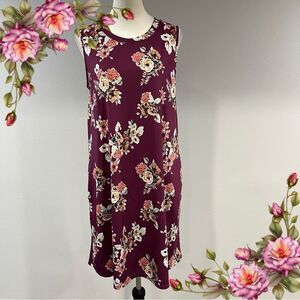 Apt 9 scoop neck floral sleeveless burgundy‎ floral casual dress